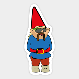 Gnome in speed sunnies with moustache and mullet Sticker